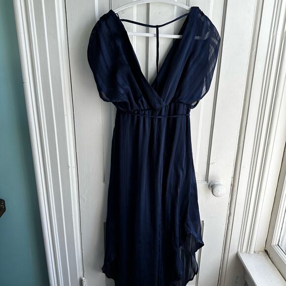 Superfoxx Sheer Stripe Superplice Midi Dress Navy - Picture 6 of 10